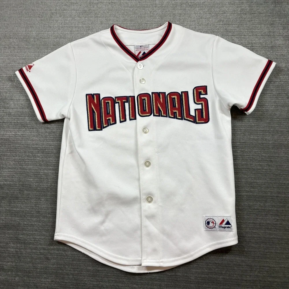 Nationals MLB Baseball Jersey‎ White Majestic Vintage M Youth